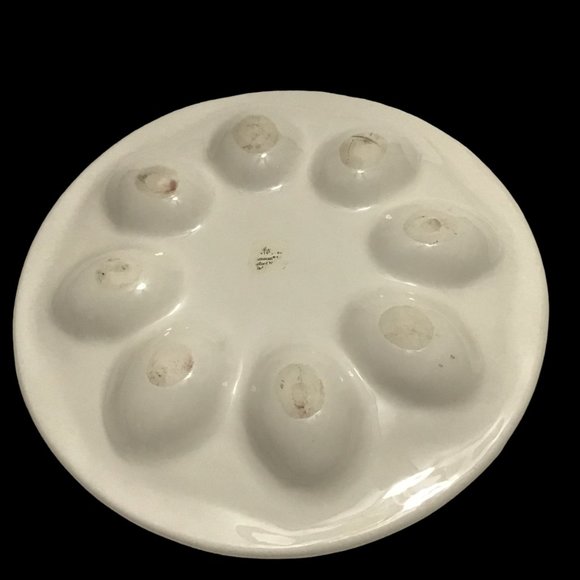 Lusterware Deviled Egg Easter Egg Plate Applied Butterfly Colorful Dish Ceramic - Picture 4 of 4